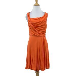 BCBGMaxazria Cocktail Dress Womens S Small Ruched Draped Swing Jersey Skirt